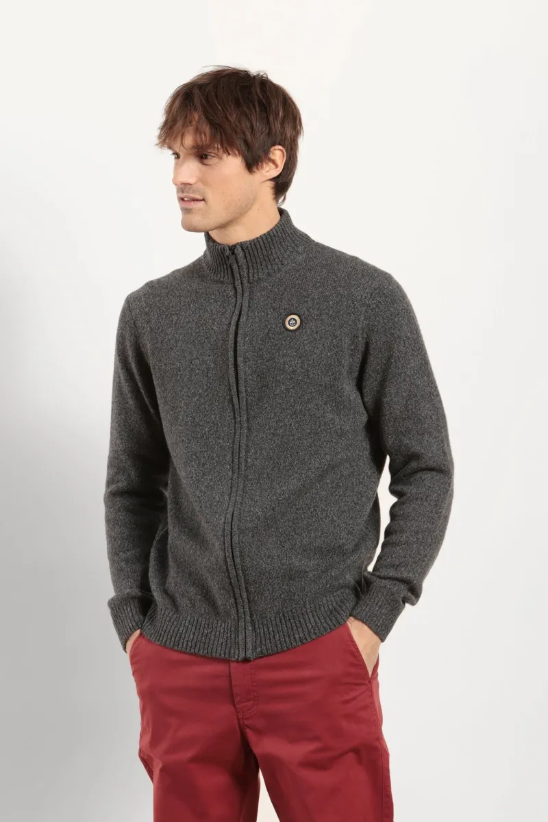 Store Cardigan zippé avec laine moulinée TANDEM Homme Pulls, Cardigans