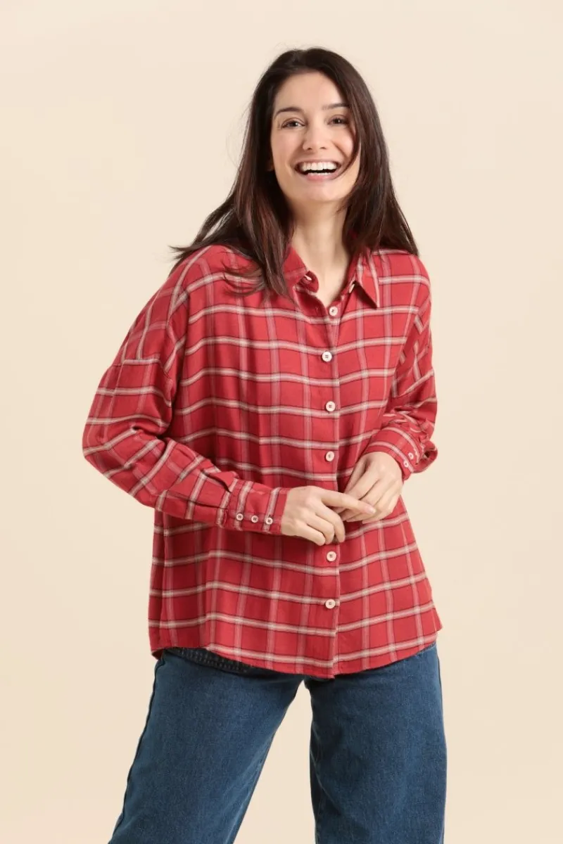 Outlet chemise CHARME à carreaux en laine/viscose Femme Chemises, Blouses