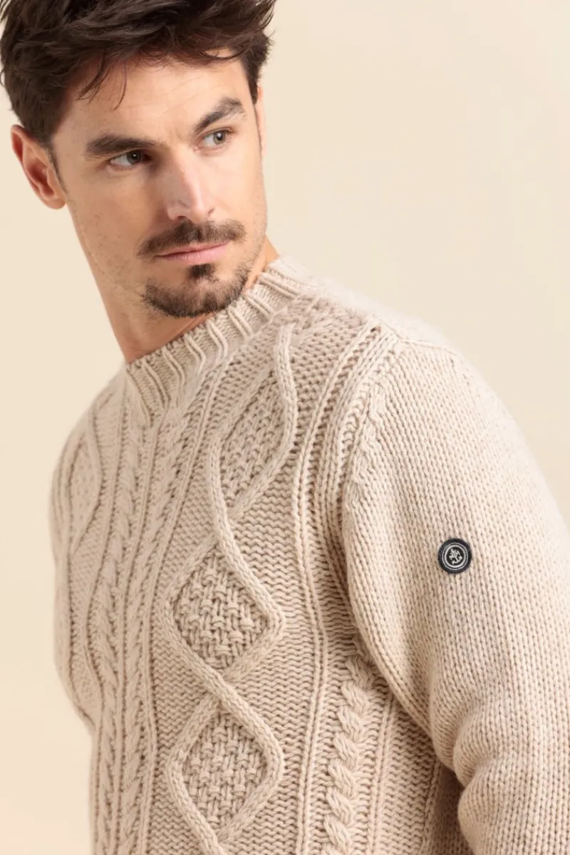 Shop pull torsadé col rond TORPILLE Homme Pulls, Cardigans